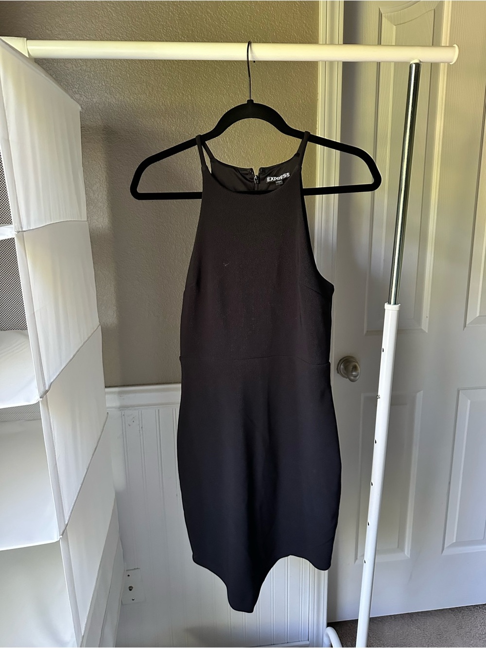 Express Black High-Neck Mini Dress